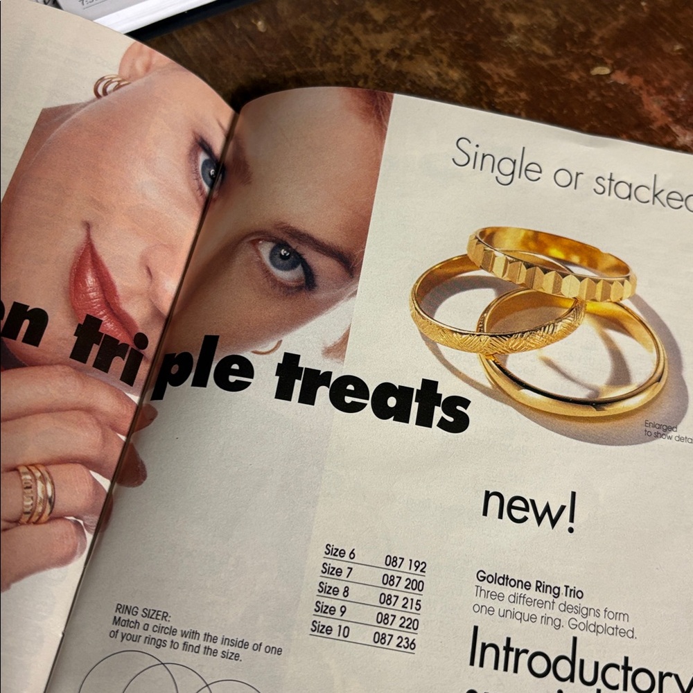 Vintage Avon 90s GoldPlated Ring Trio | Textured & Stackable Size 8 NIB 234 - Picture 13 of 13